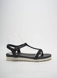 Șlapi țesătură satinată toc plat până la 3 cm negru ELUE PAR NOUS femme