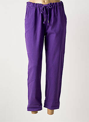Pantalon drept țesătură poplin mărime normală violet COLETTE femeie