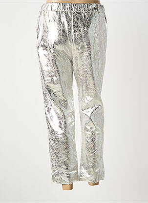 Pantalon 7/8 talie elastică mărime normală argintiu COUTUREINE femeie
