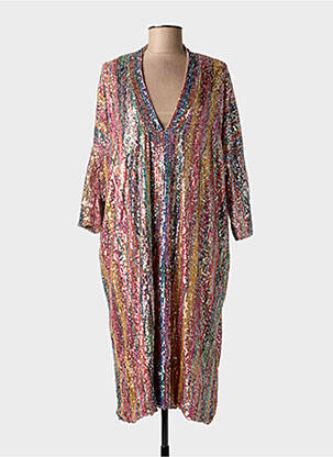 Rochie midi croială fluidă mâneci 3/4 galben MOMENT femeie
