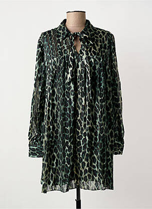 Rochie scurtă croială fluidă mâneci lungi verde TRAFFIC PEOPLE femeie