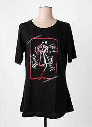 Tricou serigrafie cu strasuri mâneci scurte negru SOPHIA femme