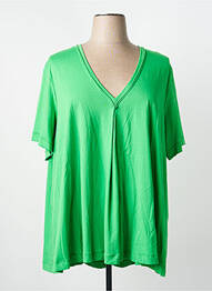 Tricou guler în v mâneci scurte verde MAT. femeie