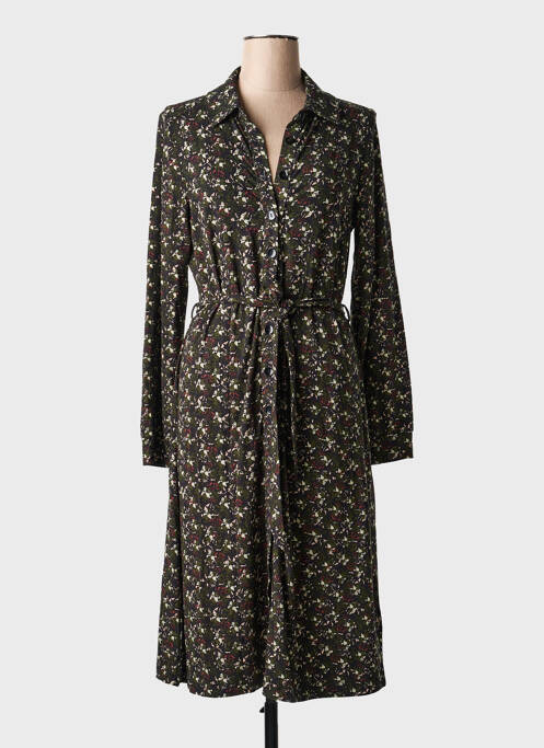 Rochie midi imprimeu fantezie mâneci lungi verde ZILCH femme