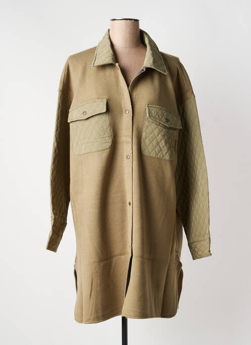 Palton lung croială dreaptă fără glugă verde YEST femme