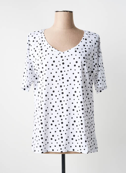 Tricou mâneci trei sferturi mâneci scurte alb SOPHIA femme