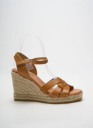 Espadrile țesătură satinată toc de 7 la 9 cm maro HEINE femeie
