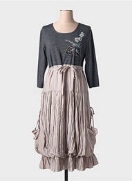 Rochie midi mâneci lungi mâneci lungi gri CAMAGE femeie