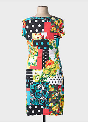 Rochie midi imprimeu fantezie mâneci scurte negru JOSEPH RIBKOFF femeie