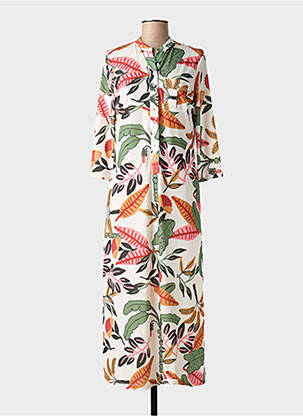 Rochie lungă imprimeu floral mâneci 3/4 verde FUEGO WOMAN femeie