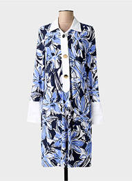 Rochie midi imprimeu floral mâneci lungi albastru JOSEPH RIBKOFF femeie
