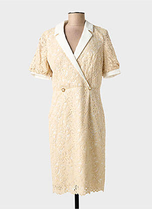 Rochie midi mâneci scurte mâneci scurte bej LINEA RAFFAELLI femeie