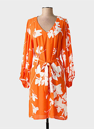 Rochie midi imprimeu floral mâneci lungi portocalie JOSEPH RIBKOFF femeie