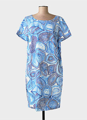 Rochie midi imprimeu fantezie mâneci scurte albastru DIANA GALLESI femeie