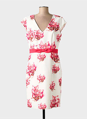 Rochie midi imprimeu floral mâneci scurte roz LINEA RAFFAELLI femeie