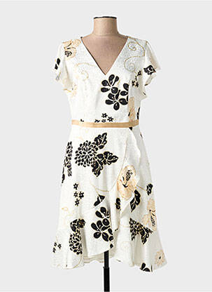 Rochie midi imprimeu floral mâneci scurte bej LINEA RAFFAELLI femeie