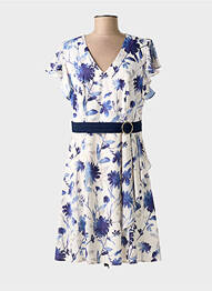 Rochie midi imprimeu floral mâneci scurte violet LINEA RAFFAELLI femeie