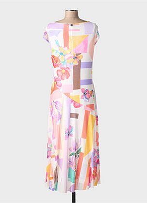 Rochie midi imprimeu floral mâneci scurte roz MALOKA femeie