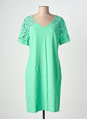 Rochie midi țesătură crep mâneci scurte verde MALOKA femeie
