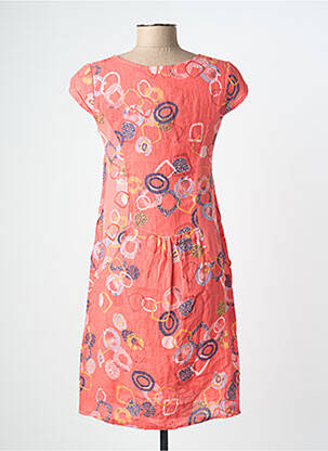 Rochie scurtă mâneci scurte mâneci scurte portocaliu COULEURS DU TEMPS femeie