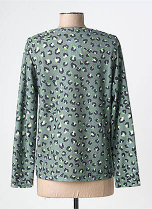 Top țesătură crep mâneci lungi verde GRIFFON femeie