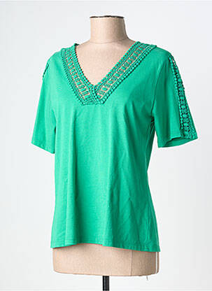 Tricou guler în v mâneci scurte verde MALOKA femeie