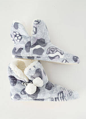 Papuci/pantofi de casă vârf rotund toc plat până la 3 cm gri MASSANA femme