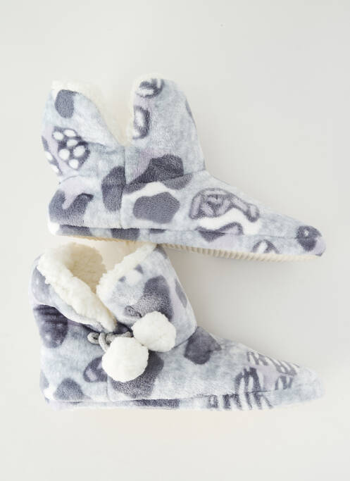 Papuci/pantofi de casă vârf rotund toc plat până la 3 cm gri MASSANA femme