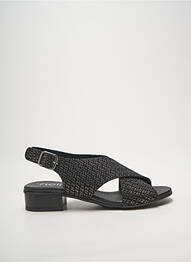 Sandale/pantofi decupați țesătură satinată toc plat până la 3 cm negru HEINE femme