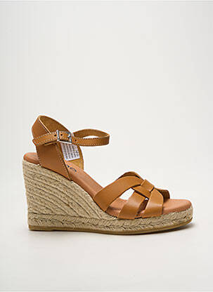 Espadrile țesătură satinată toc de 7 la 9 cm maro HEINE femeie