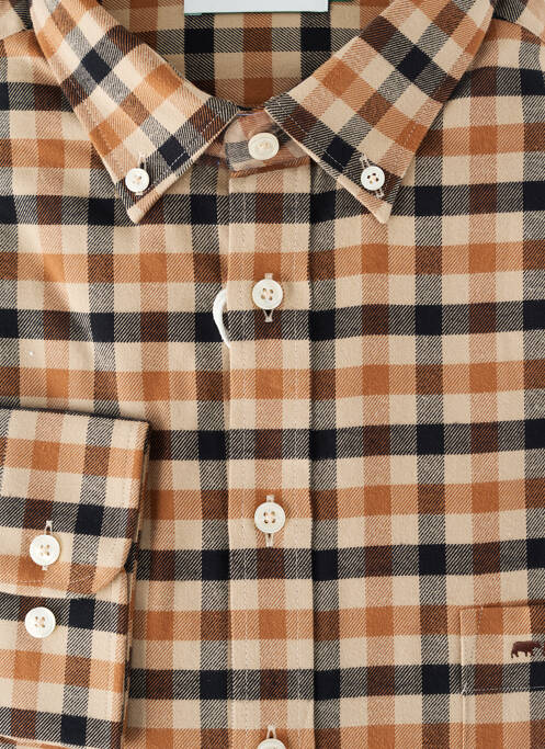 Cămașă cu mâneci lungi croială dreaptă maro MISE AU GREEN homme