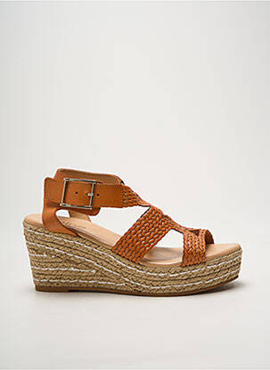 Espadrile țesătură satinată toc de 7 la 9 cm portocalie HEINE femeie