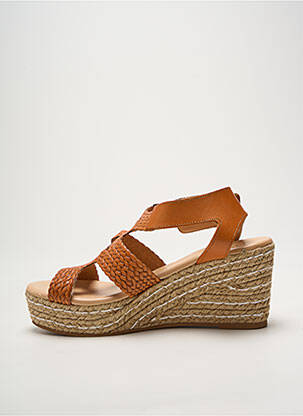 Espadrile țesătură satinată toc de 7 la 9 cm portocalie HEINE femeie