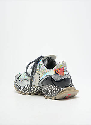 Adidași țesătură satinată toc de 4 la 6 cm argintiu EXÉ femeie