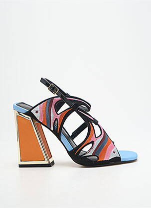 Sandale/pantofi decupați țesătură satinată toc înalt de 10cm și mai mult negru EXÉ femme