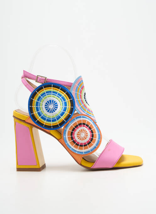 Sandale/pantofi decupați țesătură satinată toc de 7 la 9 cm roz EXÉ femme