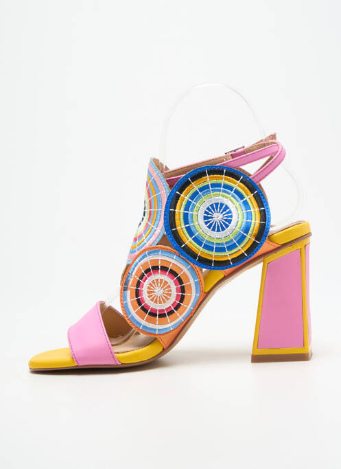 Sandale/pantofi decupați țesătură satinată toc de 7 la 9 cm roz EXÉ femme