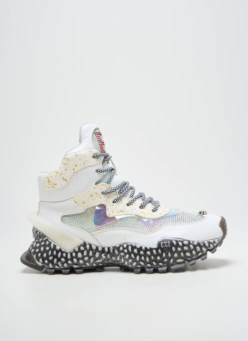 Adidași țesătură satinată toc de 4 la 6 cm alb EXÉ femme