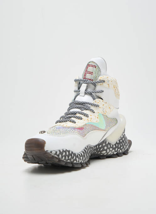 Adidași țesătură satinată toc de 4 la 6 cm alb EXÉ femme