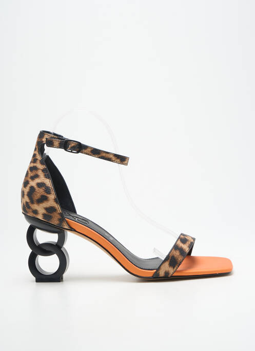 Sandale/pantofi decupați închidere cu bride toc de 7 la 9 cm maro EXÉ femme