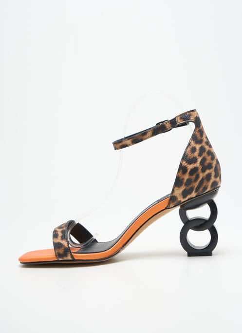 Sandale/pantofi decupați închidere cu bride toc de 7 la 9 cm maro EXÉ femme