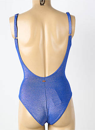 Costum de baie dintr-o singură piesă efect material satinat top triunghiuri albastru BLUELOBSTER femeie