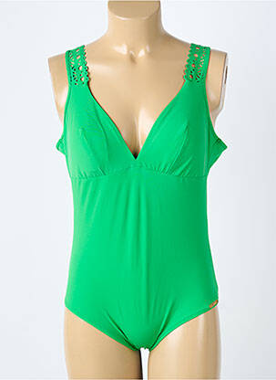 Costum de baie dintr-o singură piesă efect material satinat sutien cu susținere înaltă și burete detașabil verde LISE CHARMEL femeie