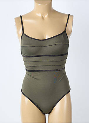 Costum de baie dintr-o singură piesă efect material satinat verde SUN PLAYA femeie