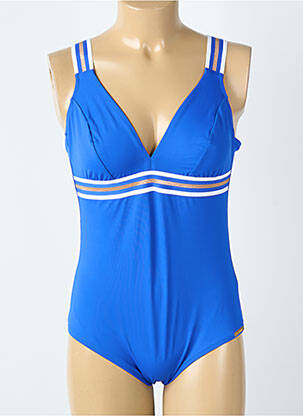Costum de baie dintr-o singură piesă efect material satinat top triunghiuri albastru LISE CHARMEL femeie