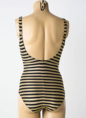 Costum de baie dintr-o singură piesă efect material satinat top triunghiuri negru GRAIN DE SABLE femeie