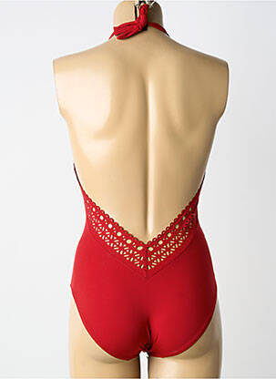 Costum de baie dintr-o singură piesă efect material satinat top triunghiuri roșu LISE CHARMEL femeie