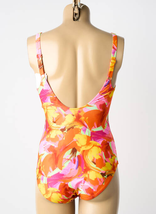 Costum de baie dintr-o singură piesă efect material satinat top triunghiuri portocaliu LIDEA femme