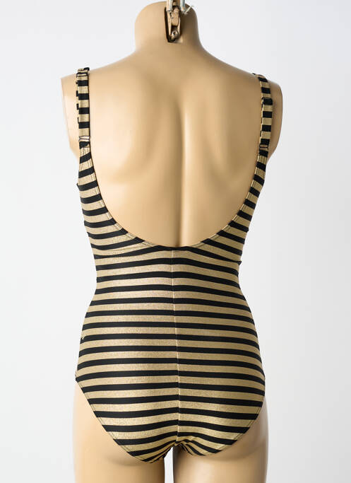 Costum de baie dintr-o singură piesă efect material satinat top triunghiuri negru GRAIN DE SABLE femme