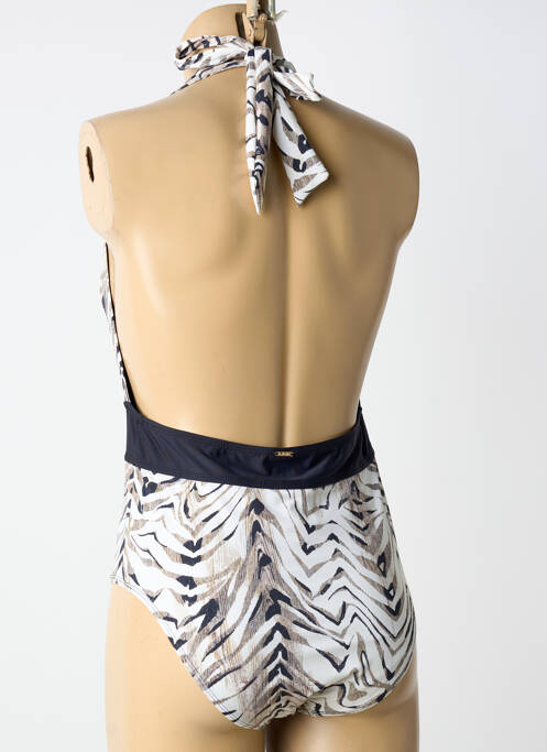 Costum de baie dintr-o singură piesă efect material satinat top triunghiuri bej AUBADE femme